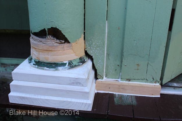 Repairing the porch pillar